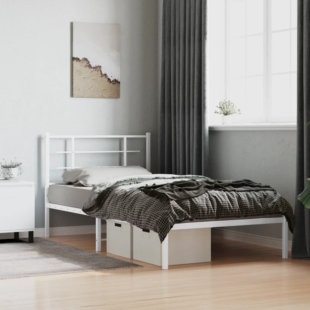 Cadre de Lit Style Industriel 140X200Cm-Blanc-avec tête de lit-107 x 203 cm-La-Fabrique-Industrielle