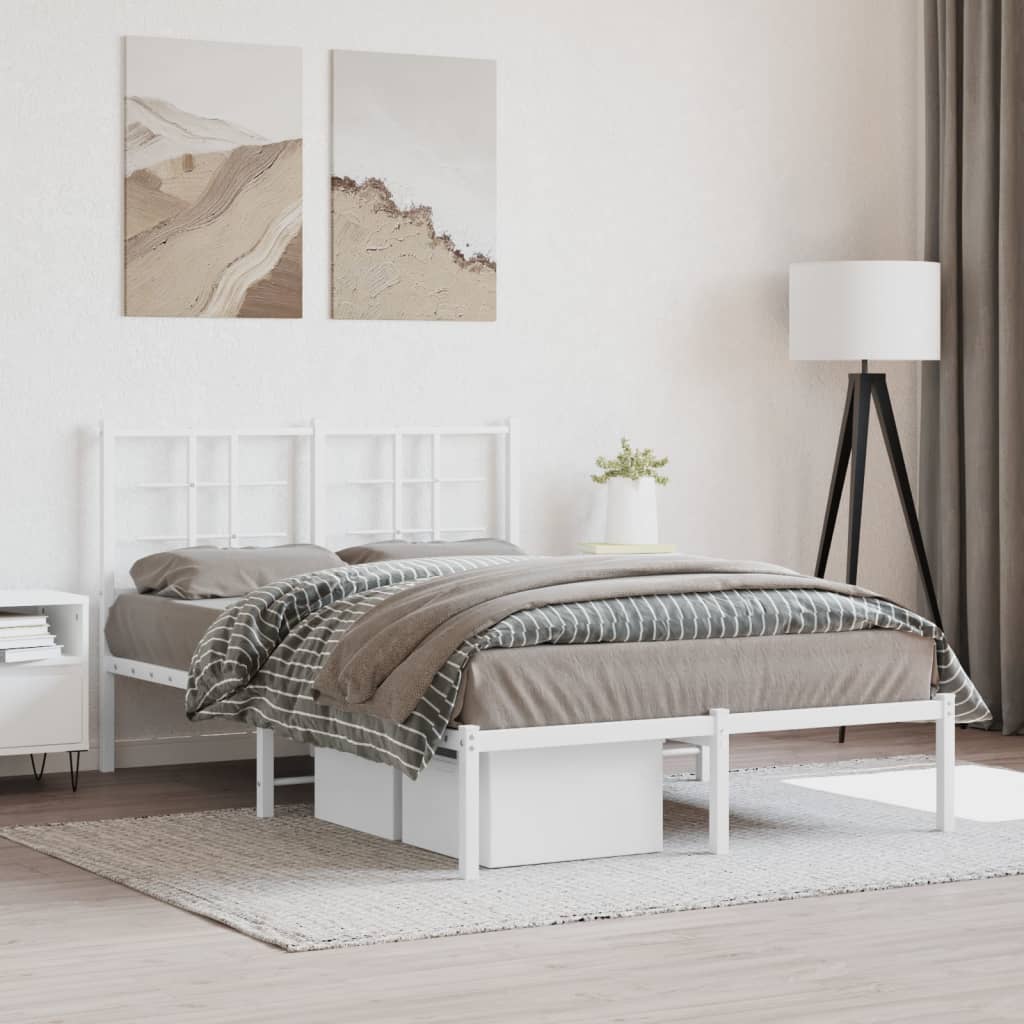 Cadre de Lit Style Industriel 140X200Cm-Blanc-avec tête de lit-120 x 190 cm-La-Fabrique-Industrielle