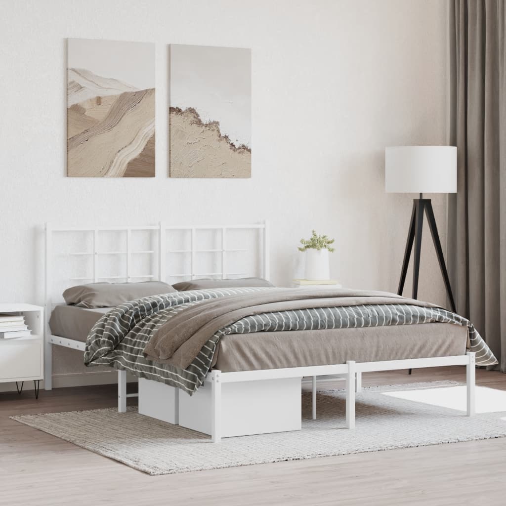 Cadre de Lit Style Industriel 140X200Cm-Blanc-avec tête de lit-140 x 190 cm-La-Fabrique-Industrielle
