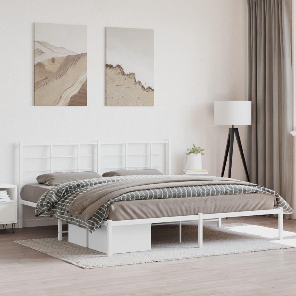 Cadre de Lit Style Industriel 140X200Cm-Blanc-avec tête de lit-180 x 200 cm-La-Fabrique-Industrielle