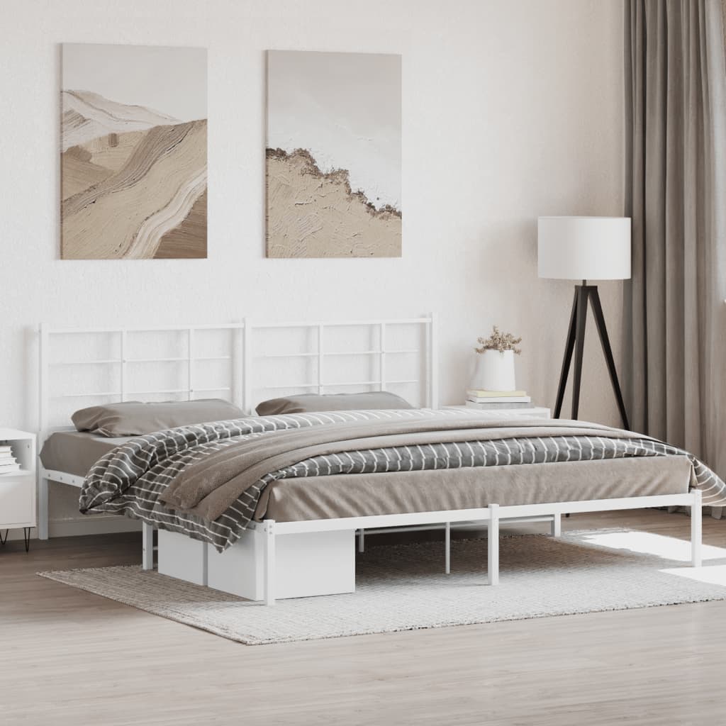 Cadre de Lit Style Industriel 140X200Cm-Blanc-avec tête de lit-193 x 203 cm-La-Fabrique-Industrielle