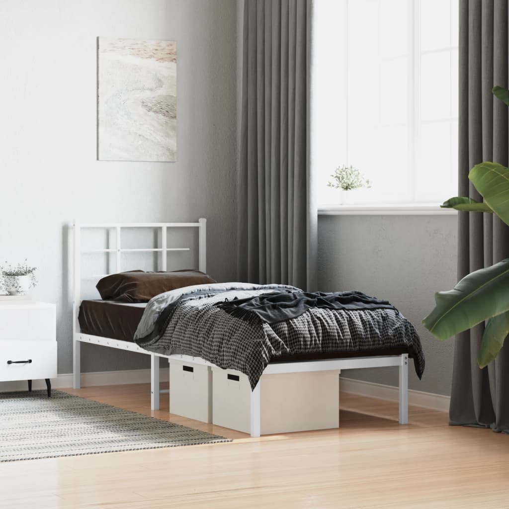 Cadre de Lit Style Industriel 140X200Cm-Blanc-avec tête de lit-75 x 190 cm-La-Fabrique-Industrielle
