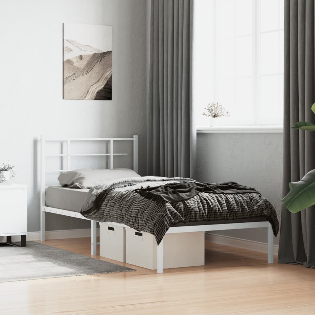 Cadre de Lit Style Industriel 140X200Cm-Blanc-avec tête de lit-90 x 190 cm-La-Fabrique-Industrielle
