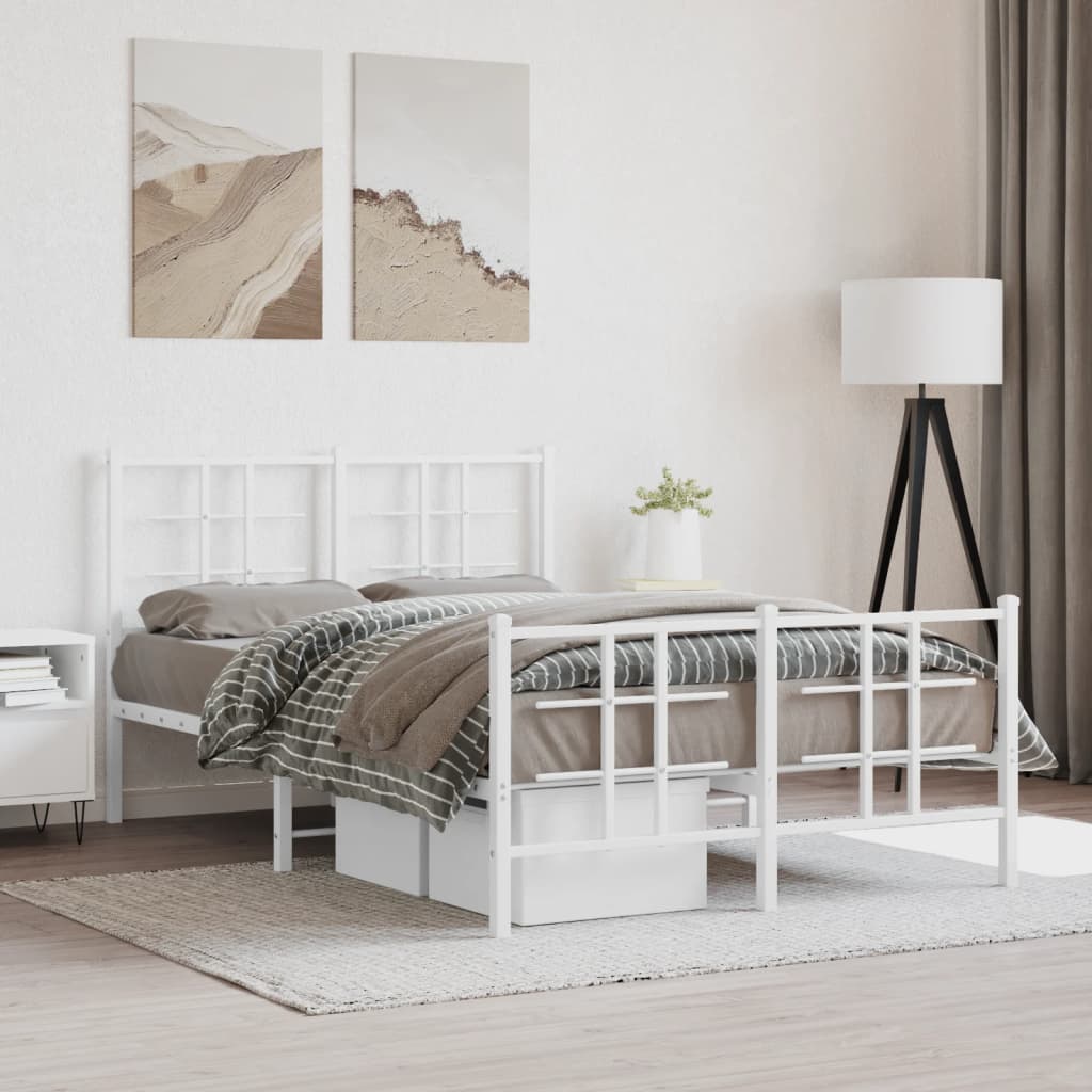 Cadre de Lit Style Industriel 140X200Cm-Blanc-avec tête de lit et pied de lit-120 x 190 cm-La-Fabrique-Industrielle