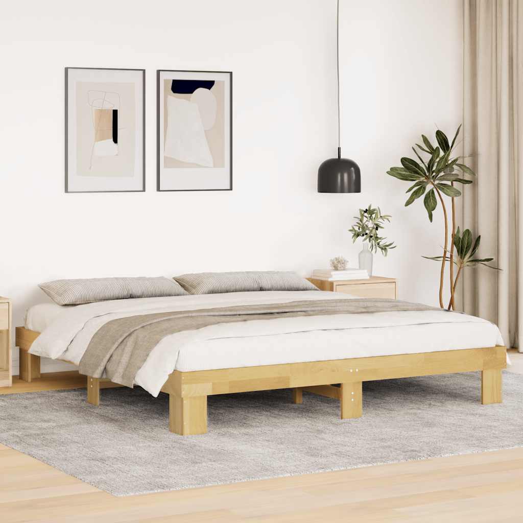 Cadre de Lit en Bois Clair Chêne Massif-180 x 200 cm-La-Fabrique-Industrielle