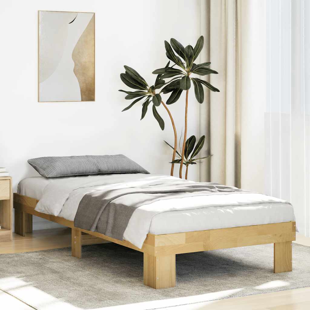 Cadre de Lit en Bois Clair Chêne Massif-75 x 190 cm-La-Fabrique-Industrielle