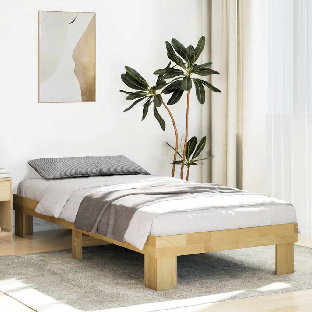 Cadre de Lit en Bois Clair Chêne Massif-90 x 200 cm-La-Fabrique-Industrielle