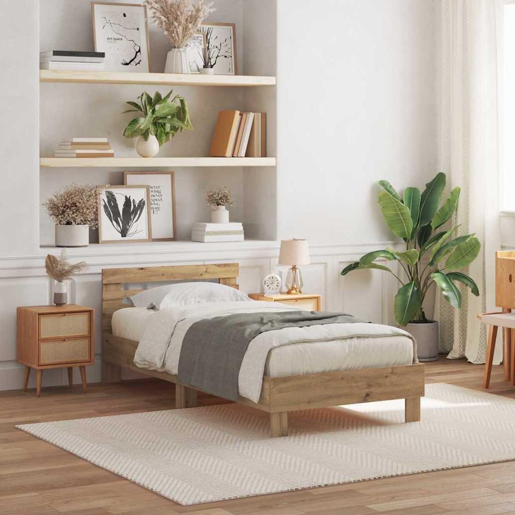 Cadre de Lit en Bois Design et Chêne Massif-75 x 190 cm-La-Fabrique-Industrielle