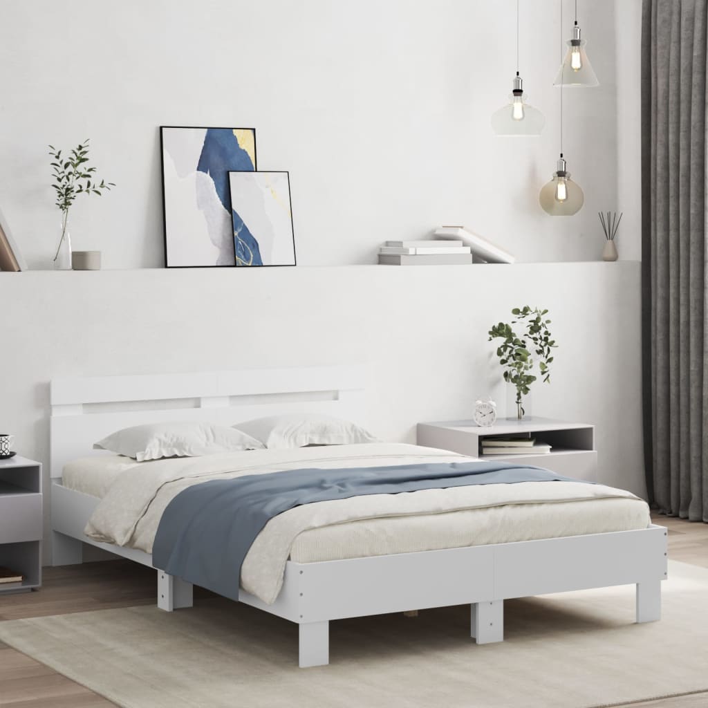 Cadre de Lit en Chêne Massif Moderne-Blanc-120 x 190 cm-La-Fabrique-Industrielle