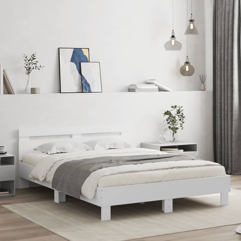 Cadre de Lit en Chêne Massif Moderne-Blanc-140 x 190 cm-La-Fabrique-Industrielle