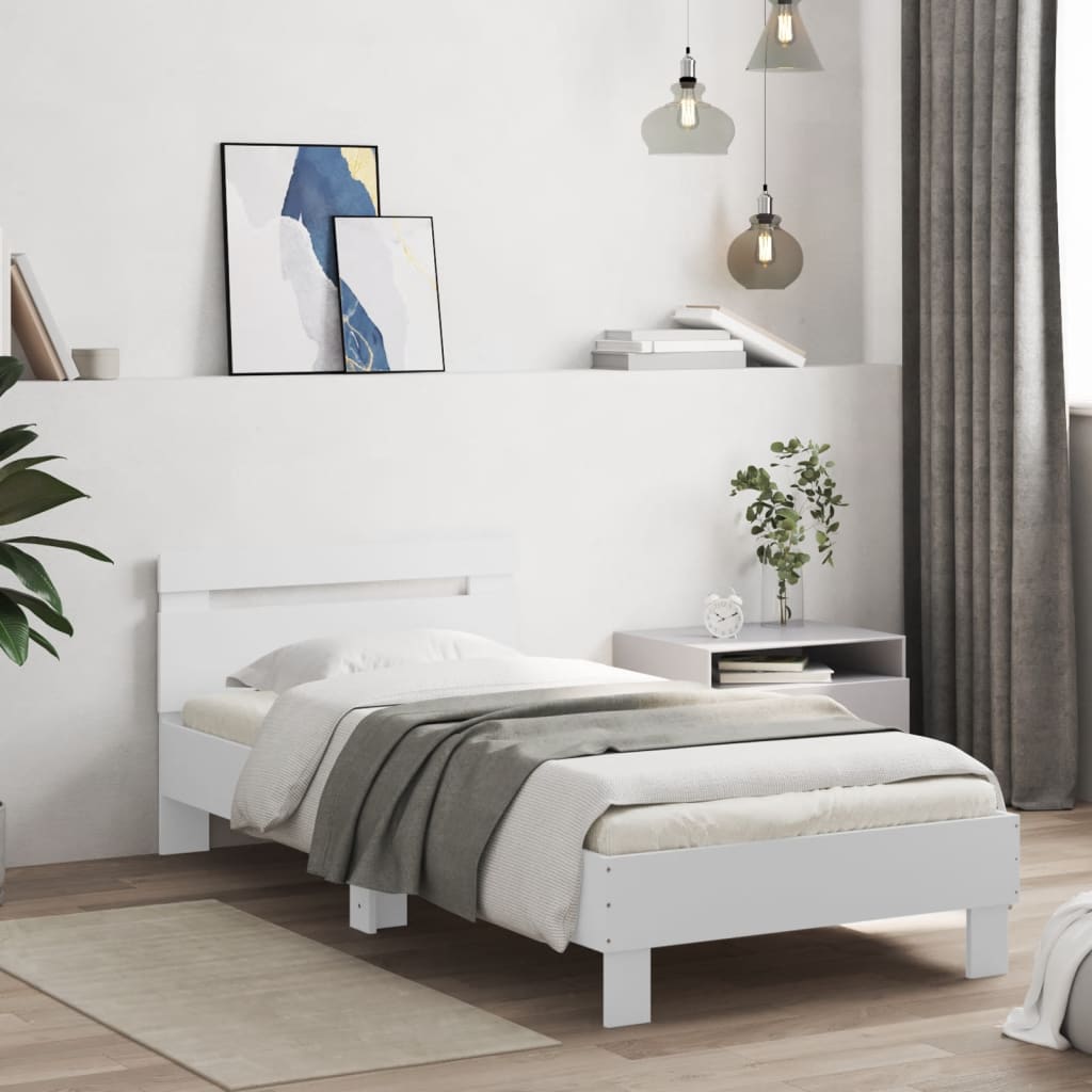 Cadre de Lit en Chêne Massif Moderne-Blanc-75 x 190 cm-La-Fabrique-Industrielle