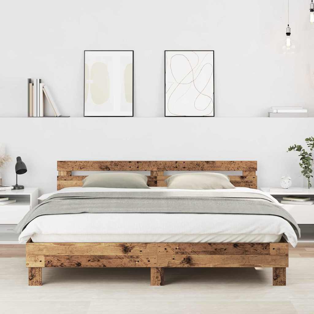 Cadre de Lit en Chêne Massif Moderne-Bois ancien-180 x 200 cm-La-Fabrique-Industrielle