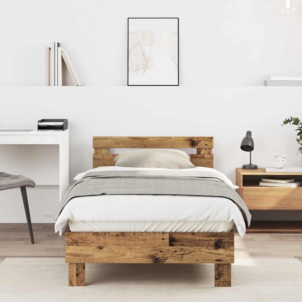 Cadre de Lit en Chêne Massif Moderne-Bois ancien-90 x 200 cm-La-Fabrique-Industrielle