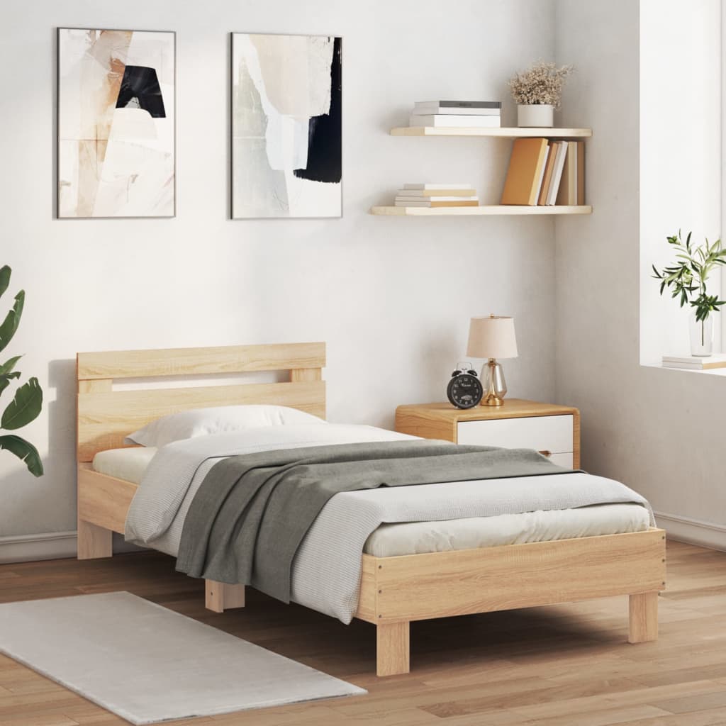 Cadre de Lit en Chêne Massif Moderne-Chêne sonoma-90 x 190 cm-La-Fabrique-Industrielle