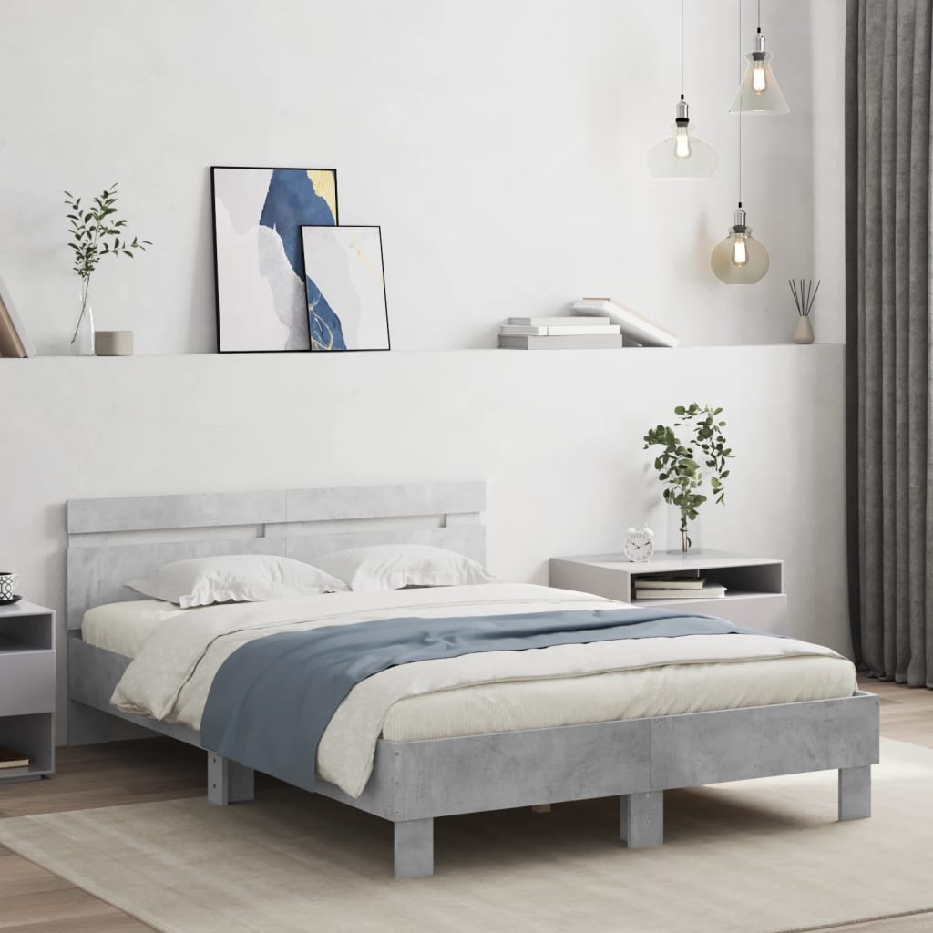 Cadre de Lit en Chêne Massif Moderne-Gris béton-120 x 190 cm-La-Fabrique-Industrielle