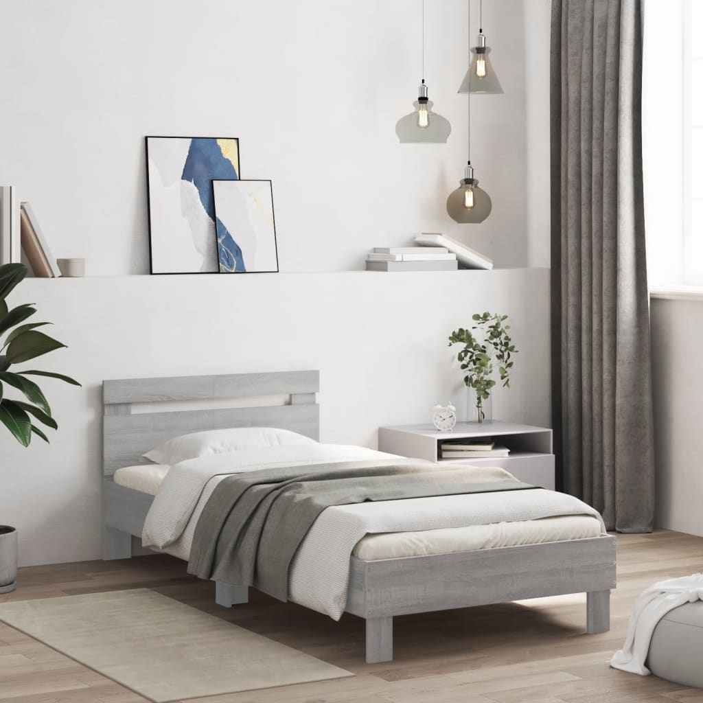 Cadre de Lit en Chêne Massif Moderne-Sonoma gris-100 x 200 cm-La-Fabrique-Industrielle
