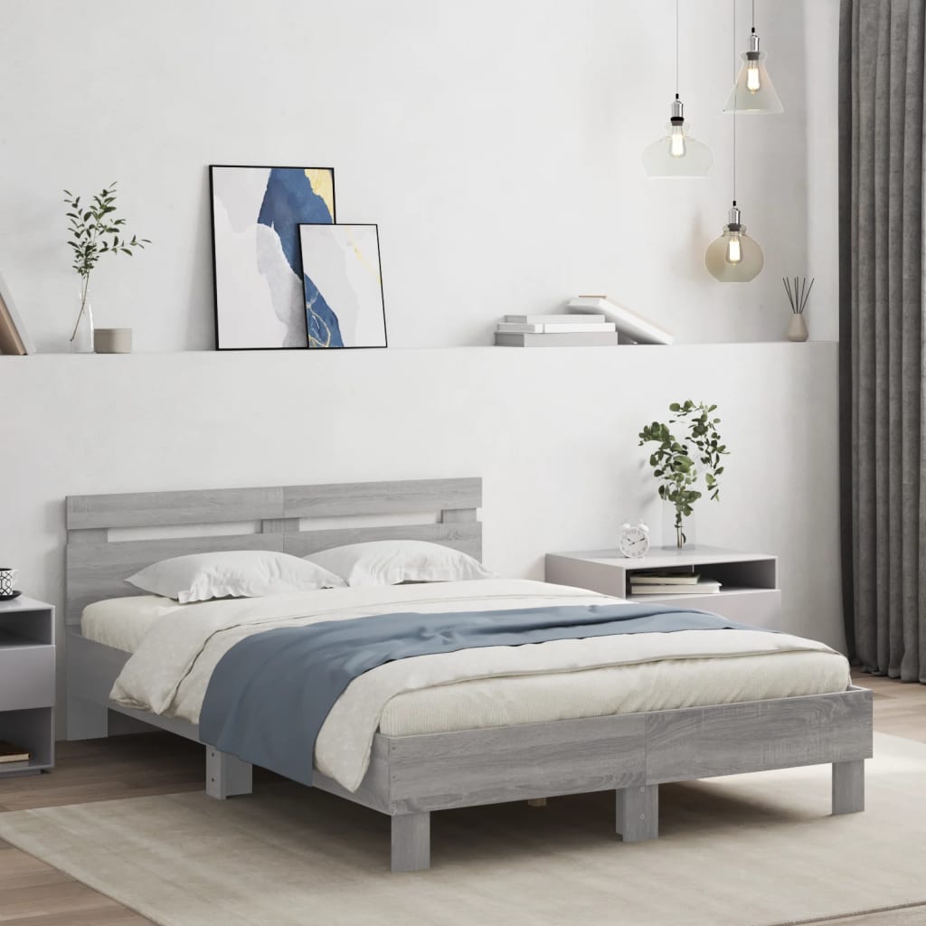 Cadre de Lit en Chêne Massif Moderne-Sonoma gris-120 x 190 cm-La-Fabrique-Industrielle