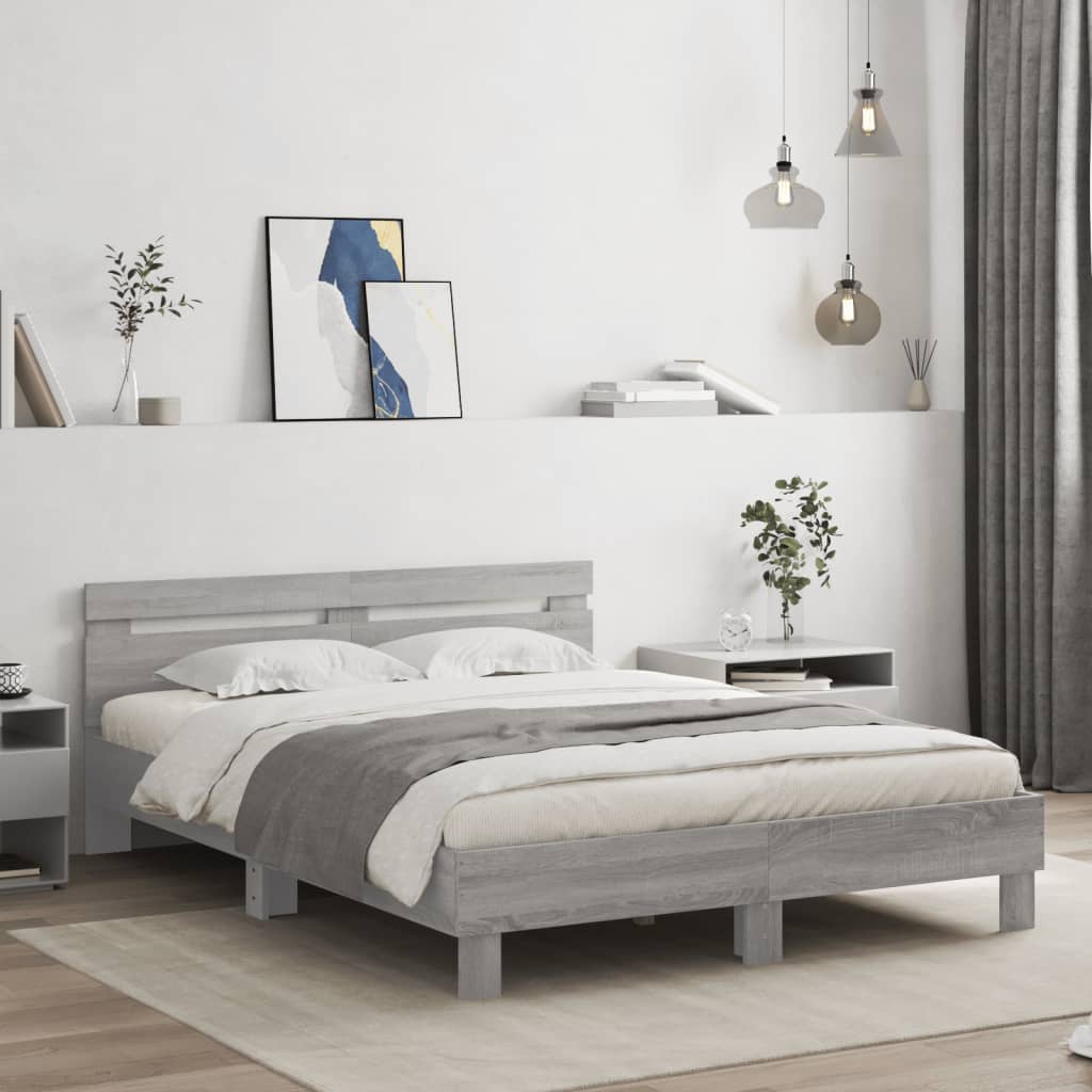Cadre de Lit en Chêne Massif Moderne-Sonoma gris-140 x 190 cm-La-Fabrique-Industrielle