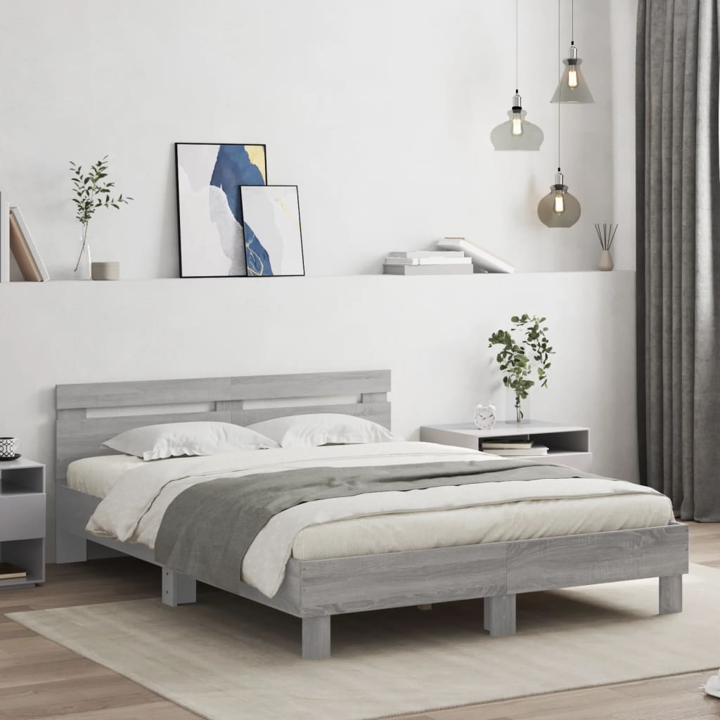 Cadre de Lit en Chêne Massif Moderne-Sonoma gris-140 x 200 cm-La-Fabrique-Industrielle