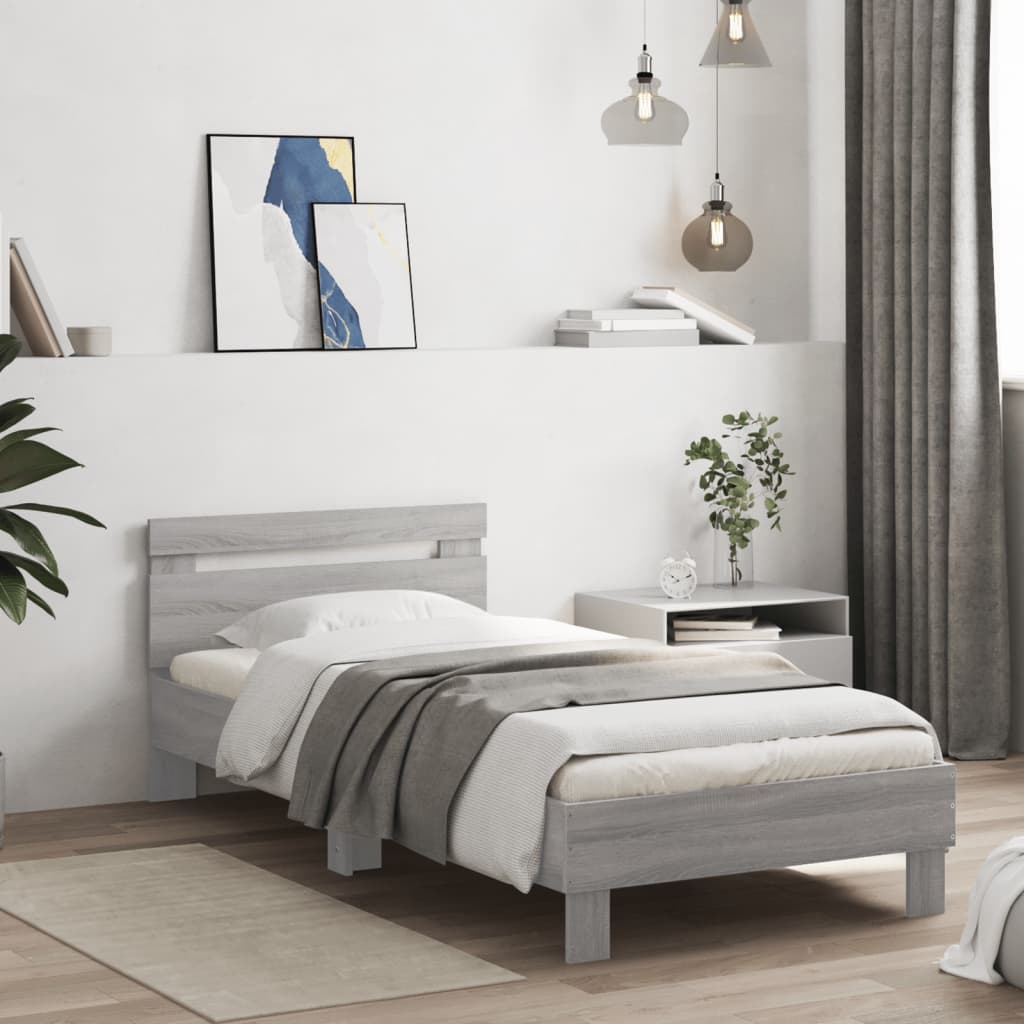 Cadre de Lit en Chêne Massif Moderne-Sonoma gris-90 x 200 cm-La-Fabrique-Industrielle