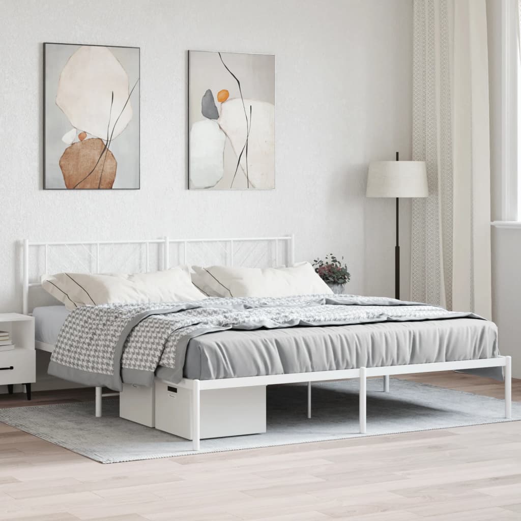 Cadre de Lit en Métal Blanc Industriel-Blanc-avec tête de lit-180 x 200 cm-La-Fabrique-Industrielle
