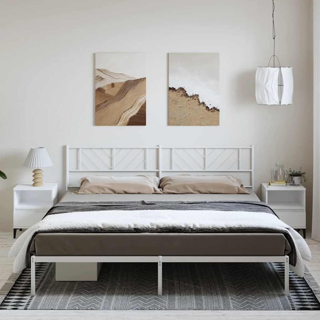 Cadre de Lit en Métal Blanc Industriel-Blanc-avec tête de lit-183 x 213 cm-La-Fabrique-Industrielle