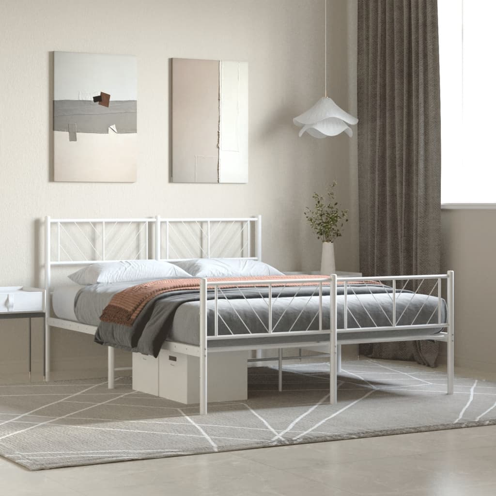 Cadre de Lit en Métal Blanc Industriel-Blanc-avec tête de lit et pied de lit-140 x 190 cm-La-Fabrique-Industrielle
