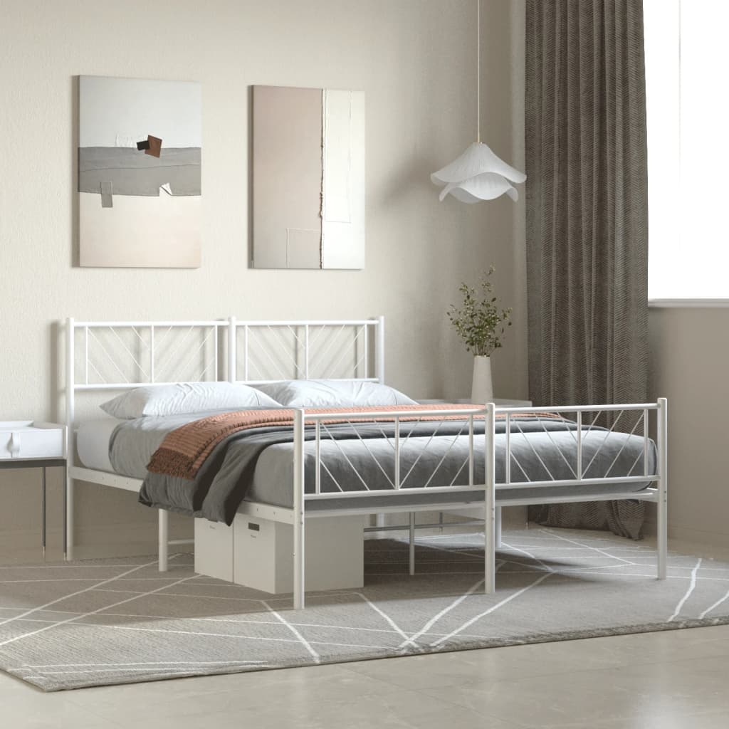 Cadre de Lit en Métal Blanc Industriel-Blanc-avec tête de lit et pied de lit-140 x 200 cm-La-Fabrique-Industrielle
