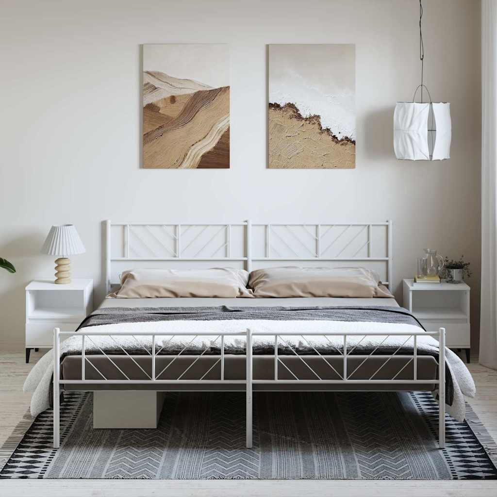 Cadre de Lit en Métal Blanc Industriel-Blanc-avec tête de lit et pied de lit-193 x 203 cm-La-Fabrique-Industrielle