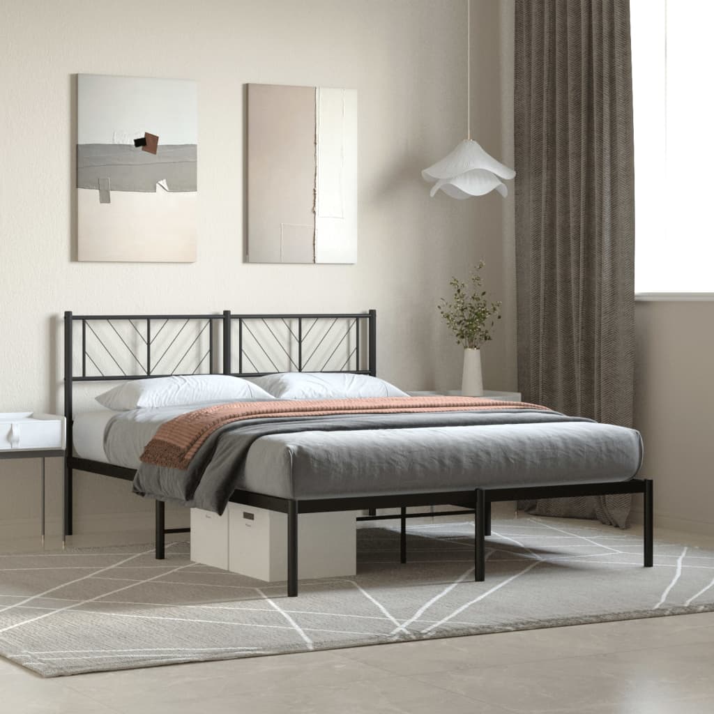Cadre de Lit en Métal Blanc Industriel-Noir-avec tête de lit-120 x 190 cm-La-Fabrique-Industrielle