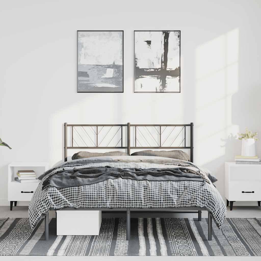 Cadre de Lit en Métal Blanc Industriel-Noir-avec tête de lit-135 x 190 cm-La-Fabrique-Industrielle