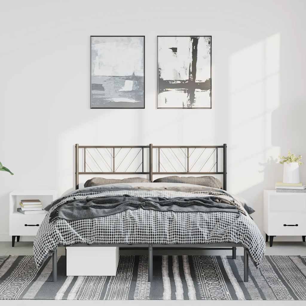 Cadre de Lit en Métal Blanc Industriel-Noir-avec tête de lit-150 x 200 cm-La-Fabrique-Industrielle