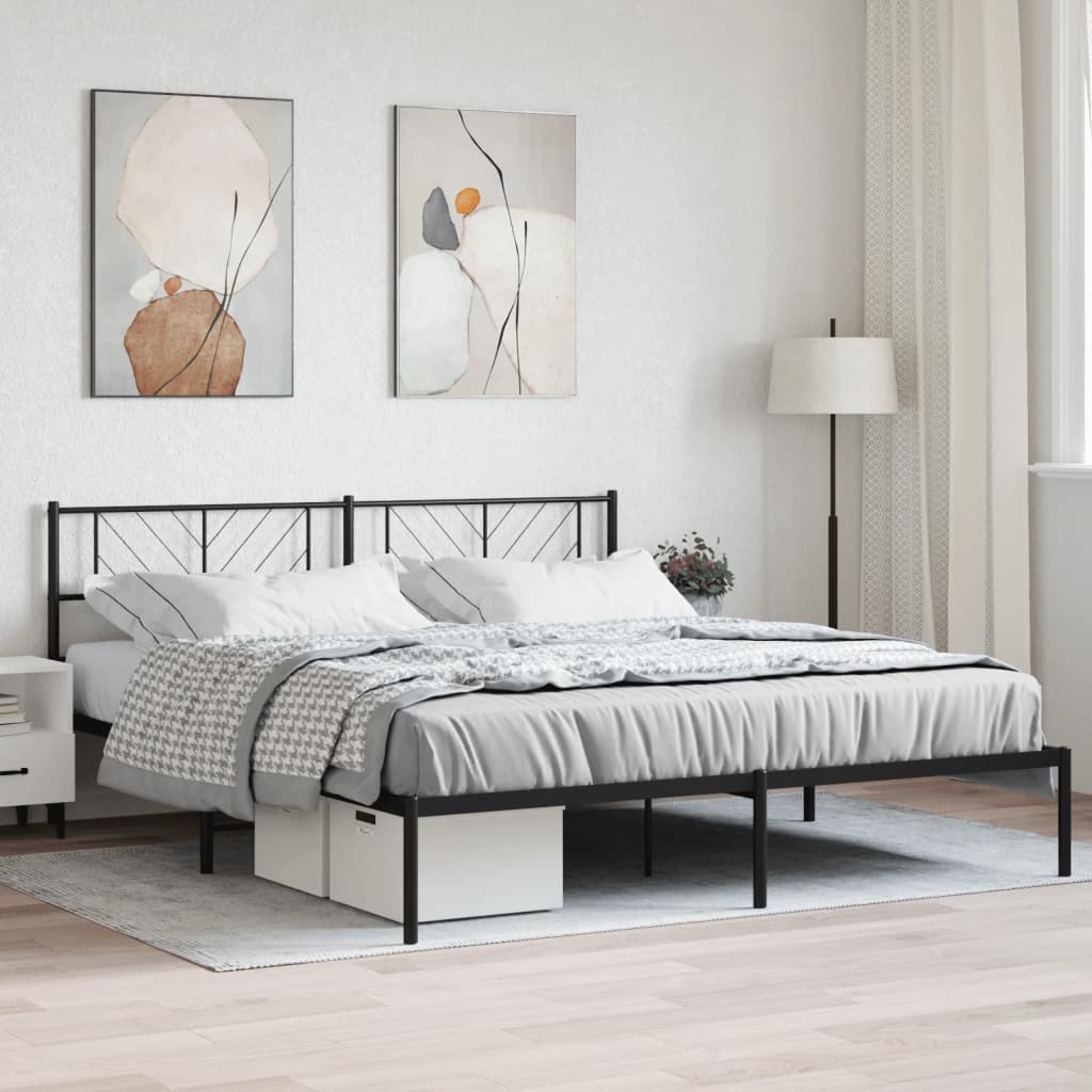Cadre de Lit en Métal Blanc Industriel-Noir-avec tête de lit-180 x 200 cm-La-Fabrique-Industrielle