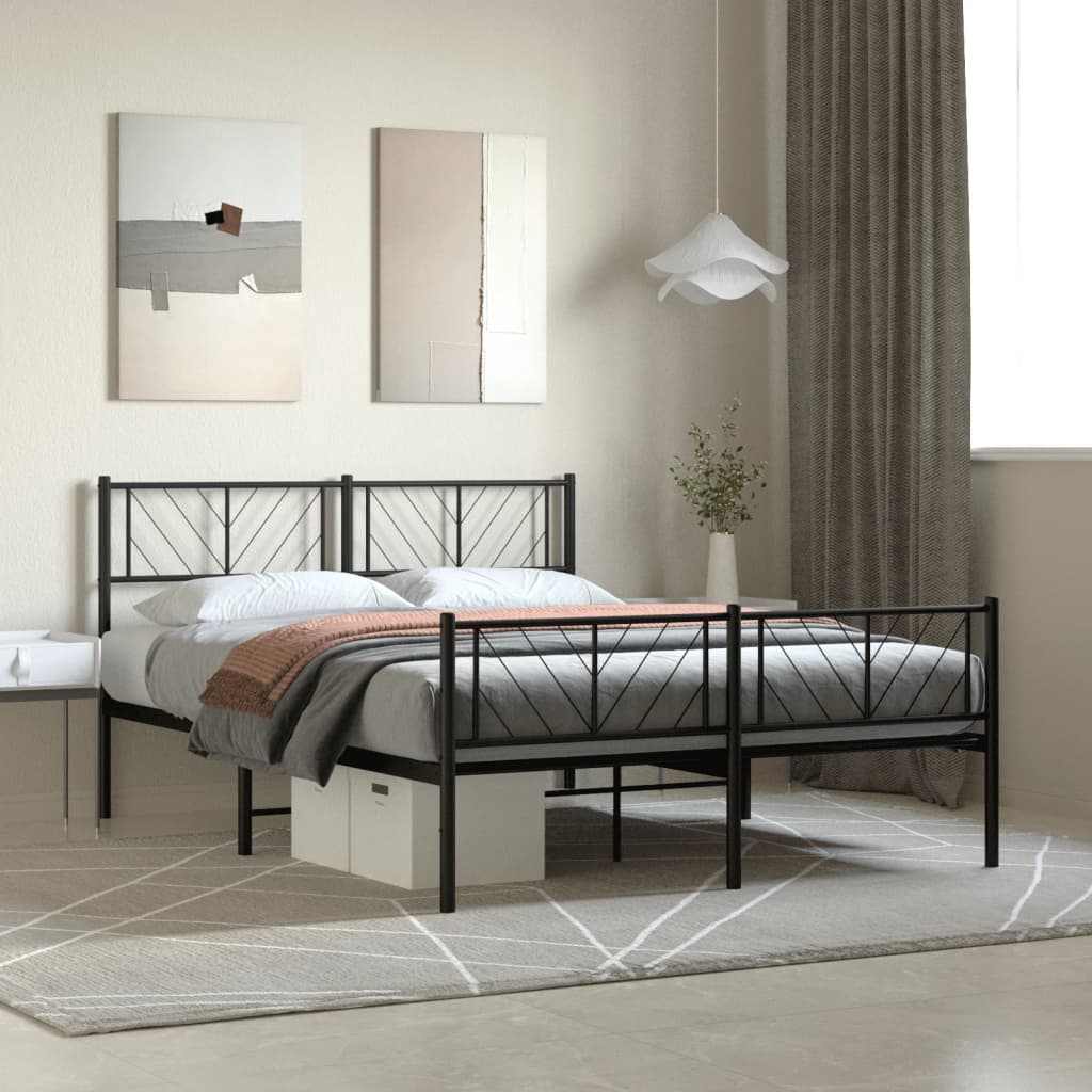 Cadre de Lit en Métal Blanc Industriel-Noir-avec tête de lit et pied de lit-120 x 200 cm-La-Fabrique-Industrielle
