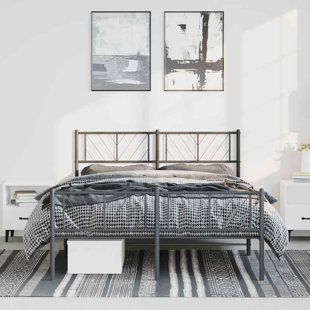 Cadre de Lit en Métal Blanc Industriel-Noir-avec tête de lit et pied de lit-135 x 190 cm-La-Fabrique-Industrielle