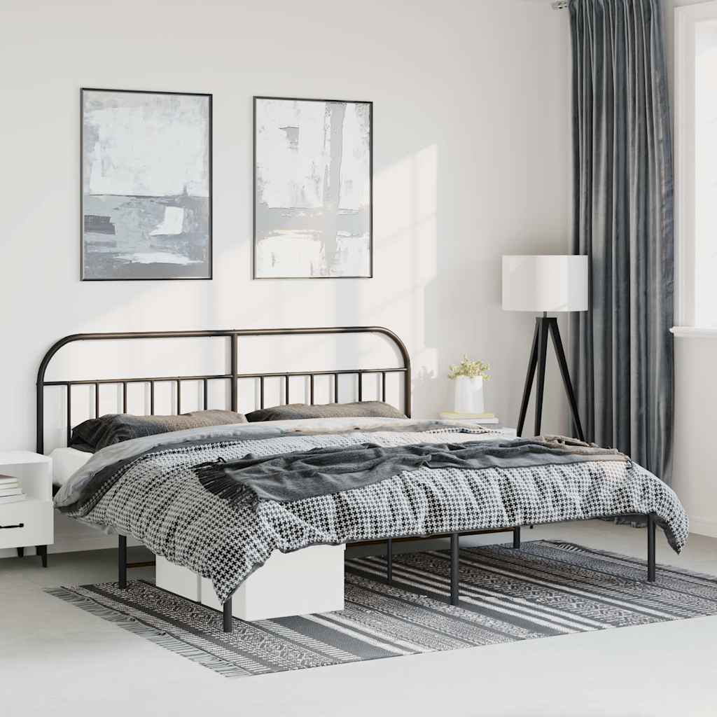 Cadre de Lit en Métal Noir Design Industriel-Noir-avec tête de lit-183 x 213 cm-La-Fabrique-Industrielle