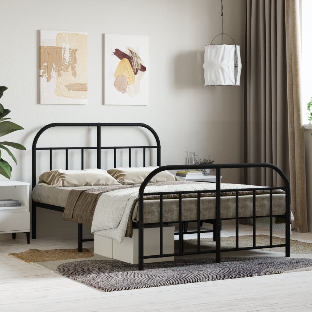Cadre de Lit en Métal Noir Design Industriel-Noir-avec tête de lit et pied de lit-120 x 190 cm-La-Fabrique-Industrielle