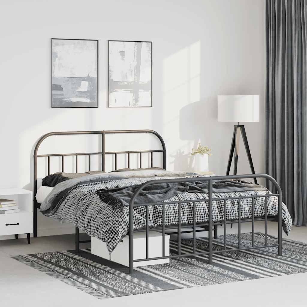 Cadre de Lit en Métal Noir Design Industriel-Noir-avec tête de lit et pied de lit-135 x 190 cm-La-Fabrique-Industrielle