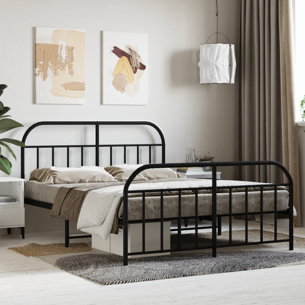 Cadre de Lit en Métal Noir Design Industriel-Noir-avec tête de lit et pied de lit-140 x 190 cm-La-Fabrique-Industrielle