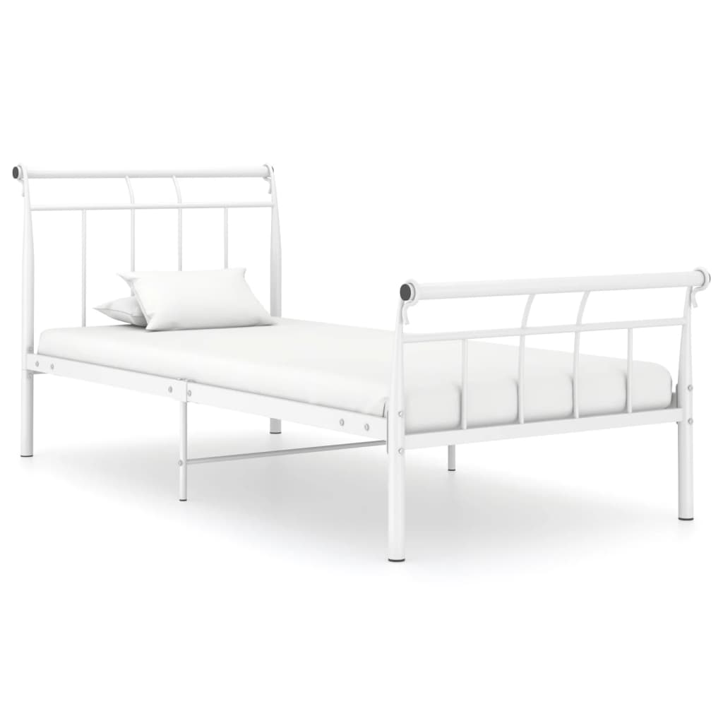 Cadre de Lit en Métal Noir pour une Personne-Blanc-90 x 200 cm-La-Fabrique-Industrielle