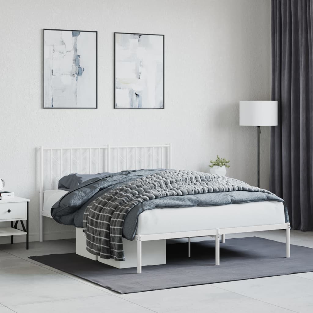 Cadre de Lit en Métal Style Industriel 90X190-Blanc-avec tête de lit-135 x 190 cm-La-Fabrique-Industrielle