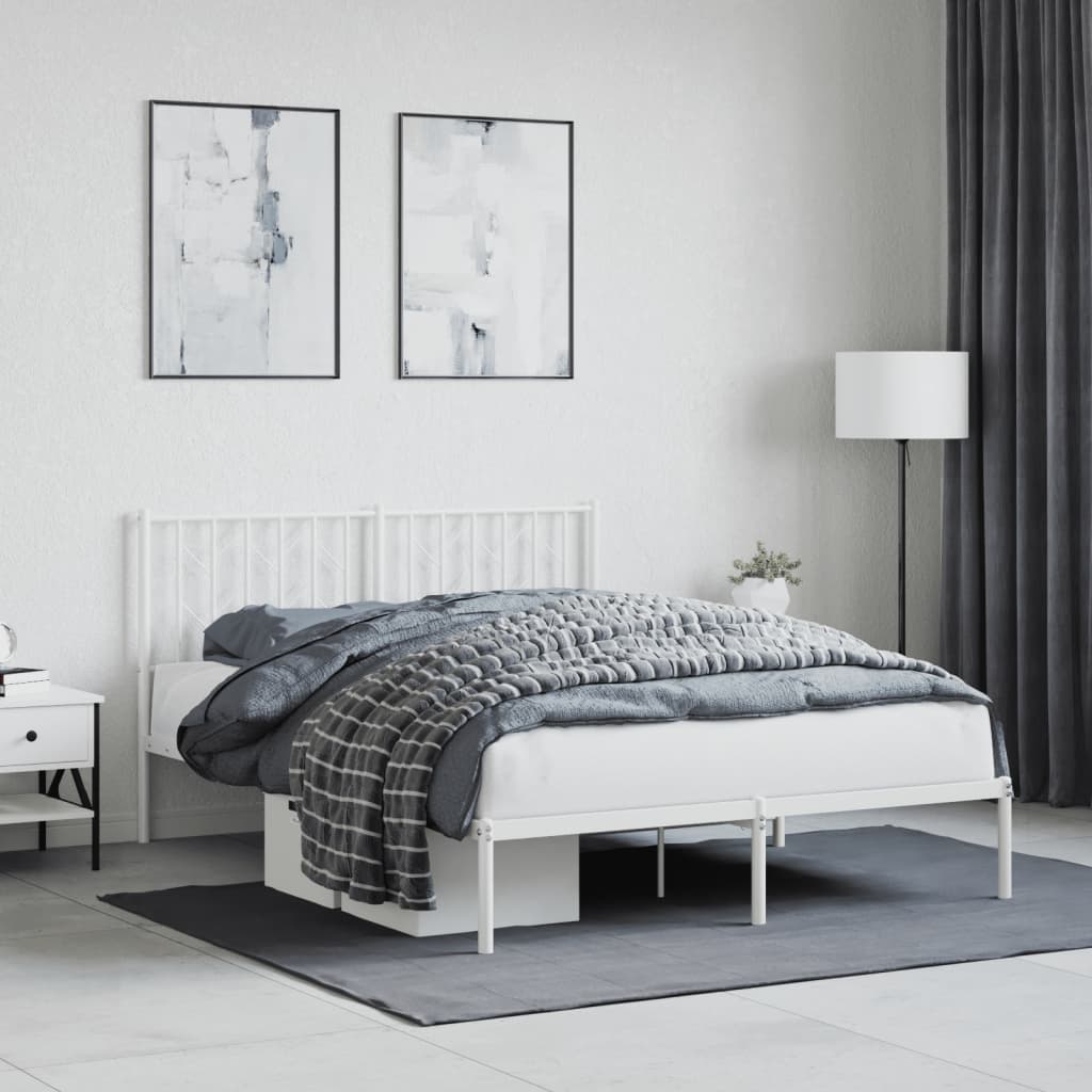 Cadre de Lit en Métal Style Industriel 90X190-Blanc-avec tête de lit-140 x 190 cm-La-Fabrique-Industrielle