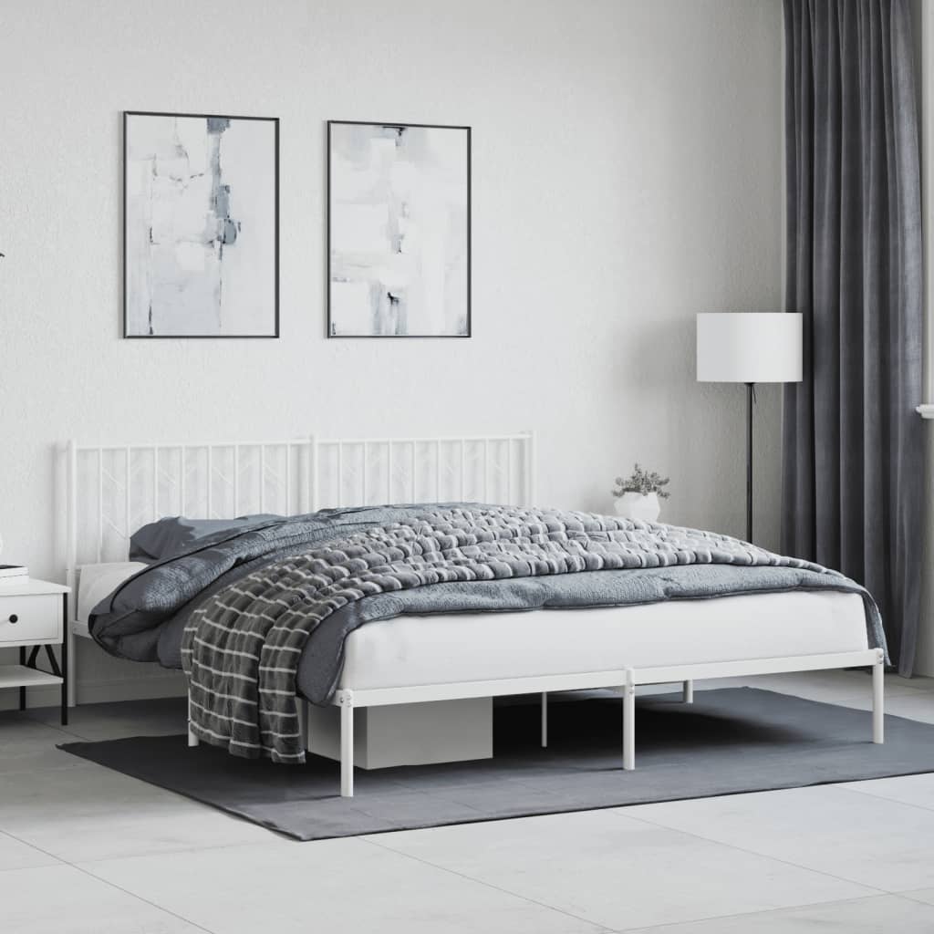Cadre de Lit en Métal Style Industriel 90X190-Blanc-avec tête de lit-183 x 213 cm-La-Fabrique-Industrielle