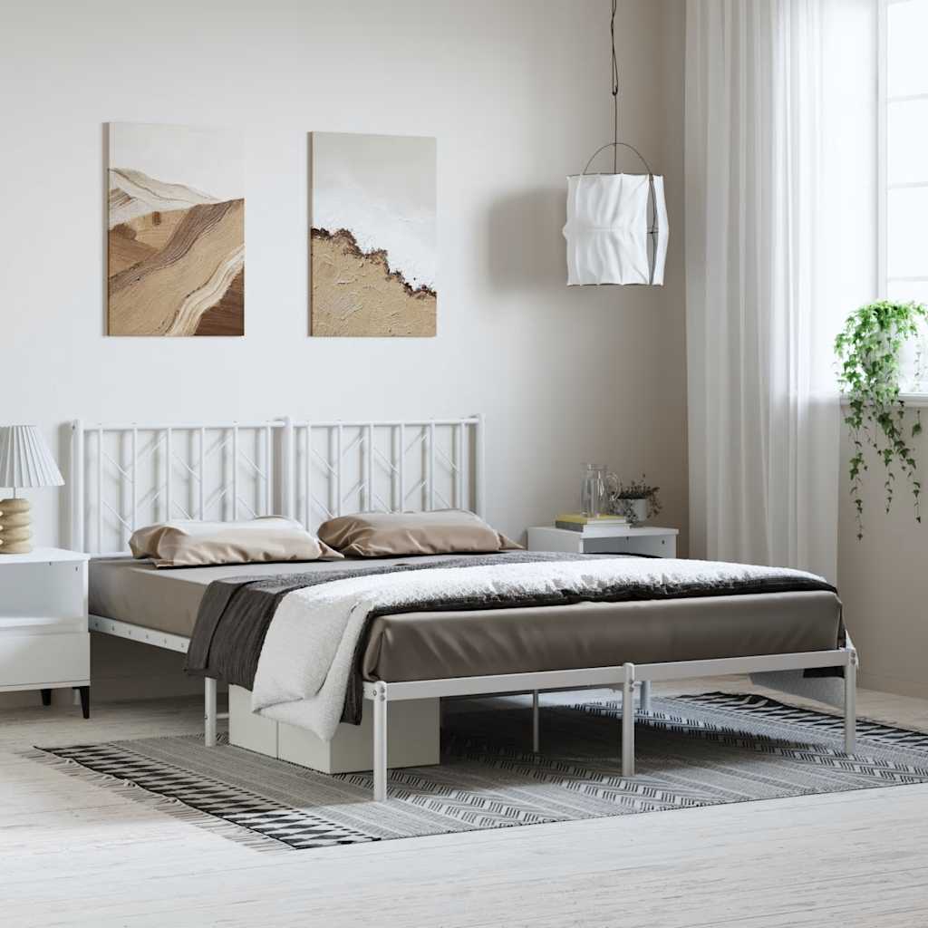 Cadre de Lit en Métal Style Industriel 90X190-Blanc-avec tête de lit-193 x 203 cm-La-Fabrique-Industrielle