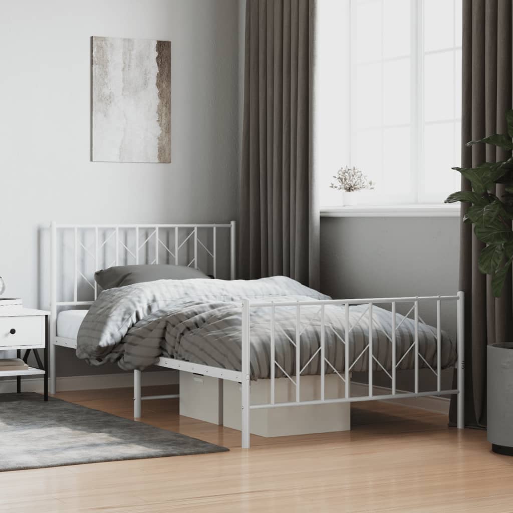 Cadre de Lit en Métal Style Industriel 90X190-Blanc-avec tête de lit et pied de lit-107 x 203 cm-La-Fabrique-Industrielle