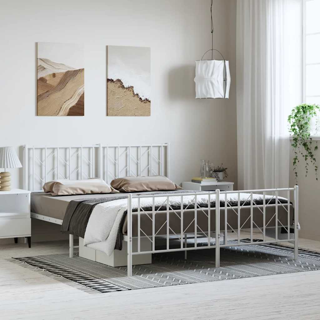 Cadre de Lit en Métal Style Industriel 90X190-Blanc-avec tête de lit et pied de lit-193 x 203 cm-La-Fabrique-Industrielle