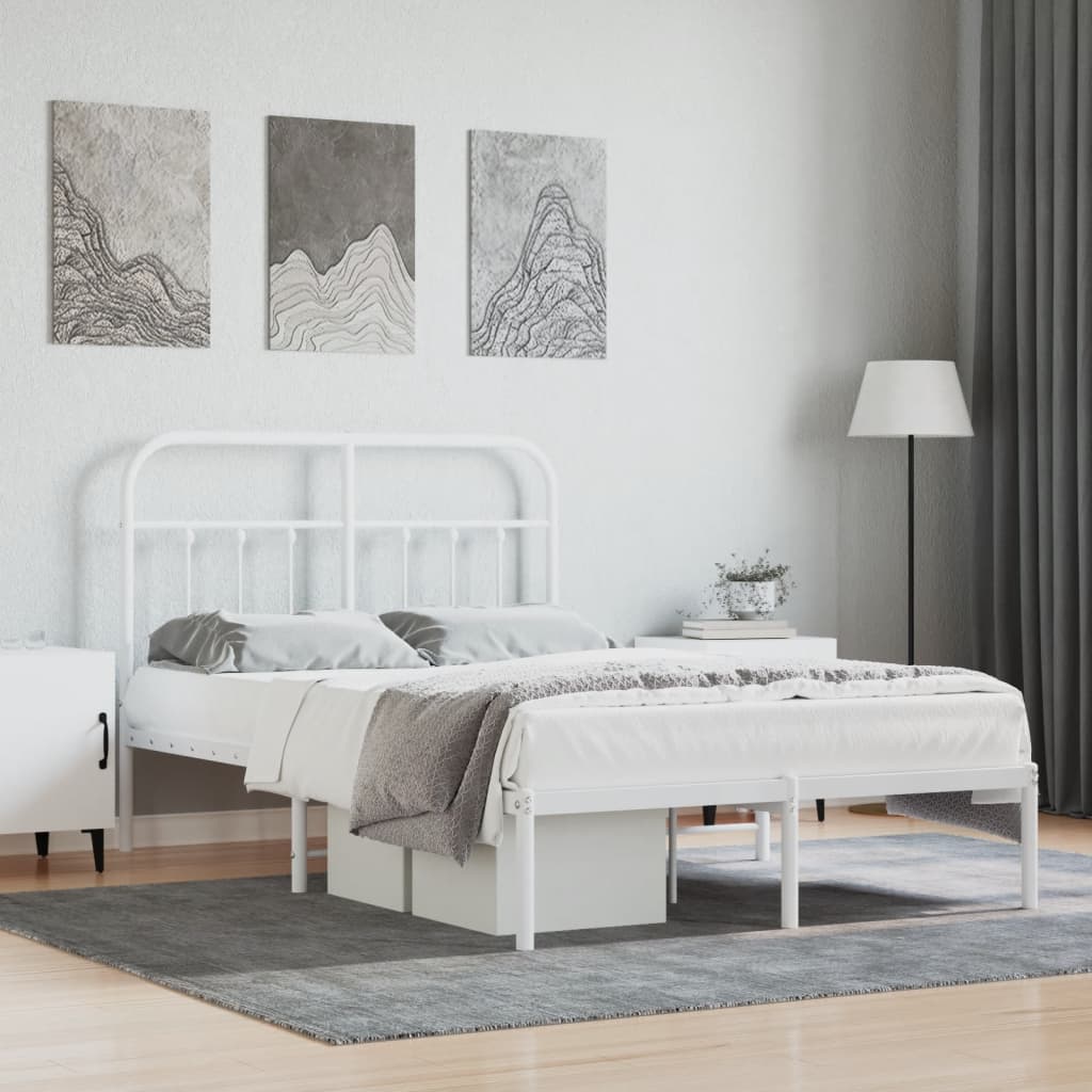 Cadre de Lit en Métal au Style Industriel-Blanc-avec tête de lit-120 x 190 cm-La-Fabrique-Industrielle