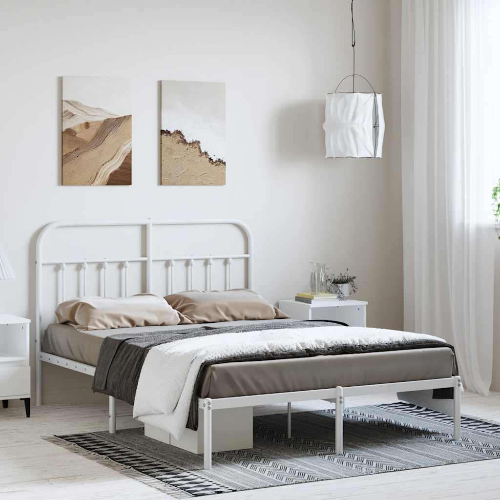 Cadre de Lit en Métal au Style Industriel-Blanc-avec tête de lit-150 x 200 cm-La-Fabrique-Industrielle