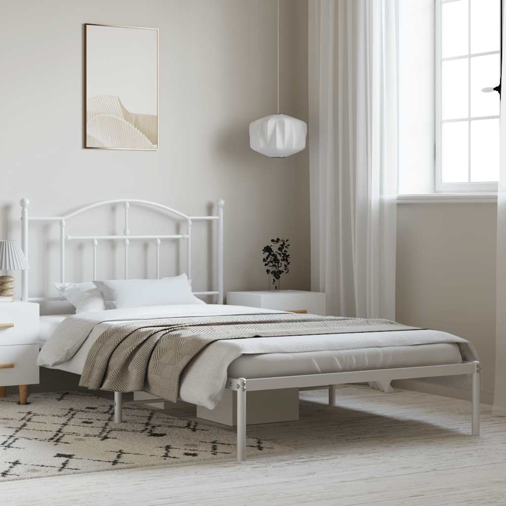 Cadre de Lit en Métal design Épuré-Blanc-avec tête de lit-100 x 200 cm-La-Fabrique-Industrielle