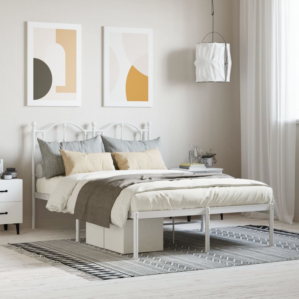 Cadre de Lit en Métal design Épuré-Blanc-avec tête de lit-120 x 200 cm-La-Fabrique-Industrielle